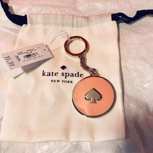 Kate Spade PINK Two Sided Enamel Logo Keychain NWT